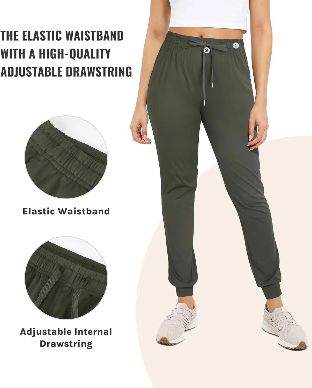 Womens Joggers with Pockets Ultra Soft Tapered Leg Joggers for Workouts and Running
