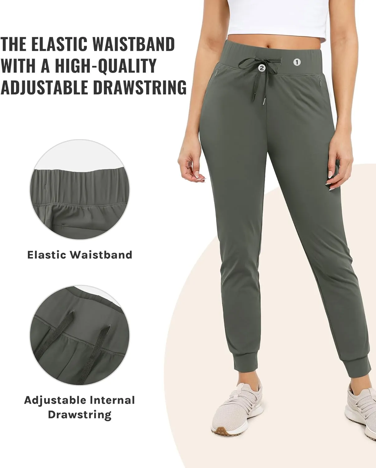 Womens Joggers with Pockets Ultra Soft Tapered Leg Joggers for Workouts and Running