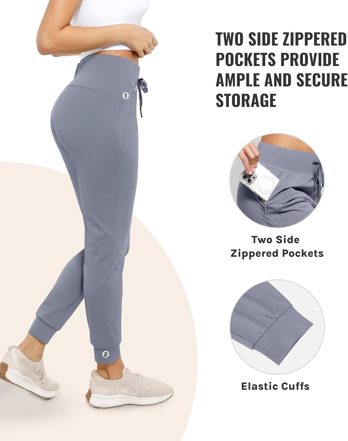 Womens Joggers with Pockets Ultra Soft Tapered Leg Joggers for Workouts and Running