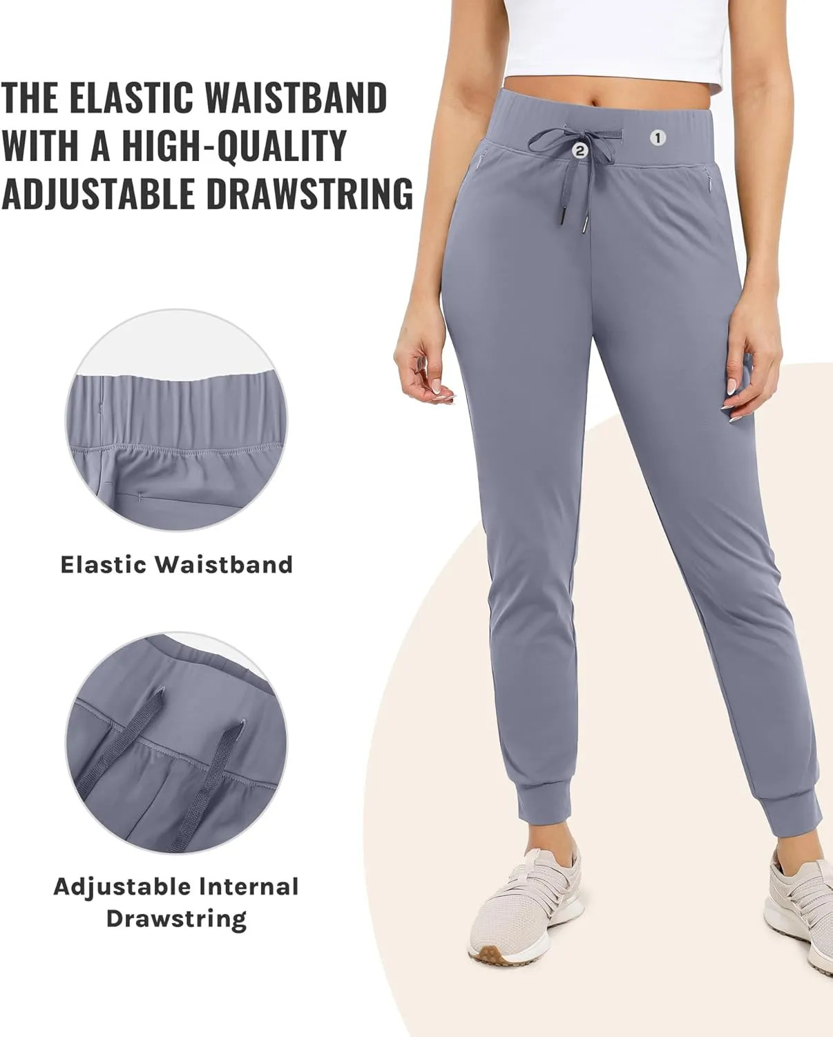 Womens Joggers with Pockets Ultra Soft Tapered Leg Joggers for Workouts and Running