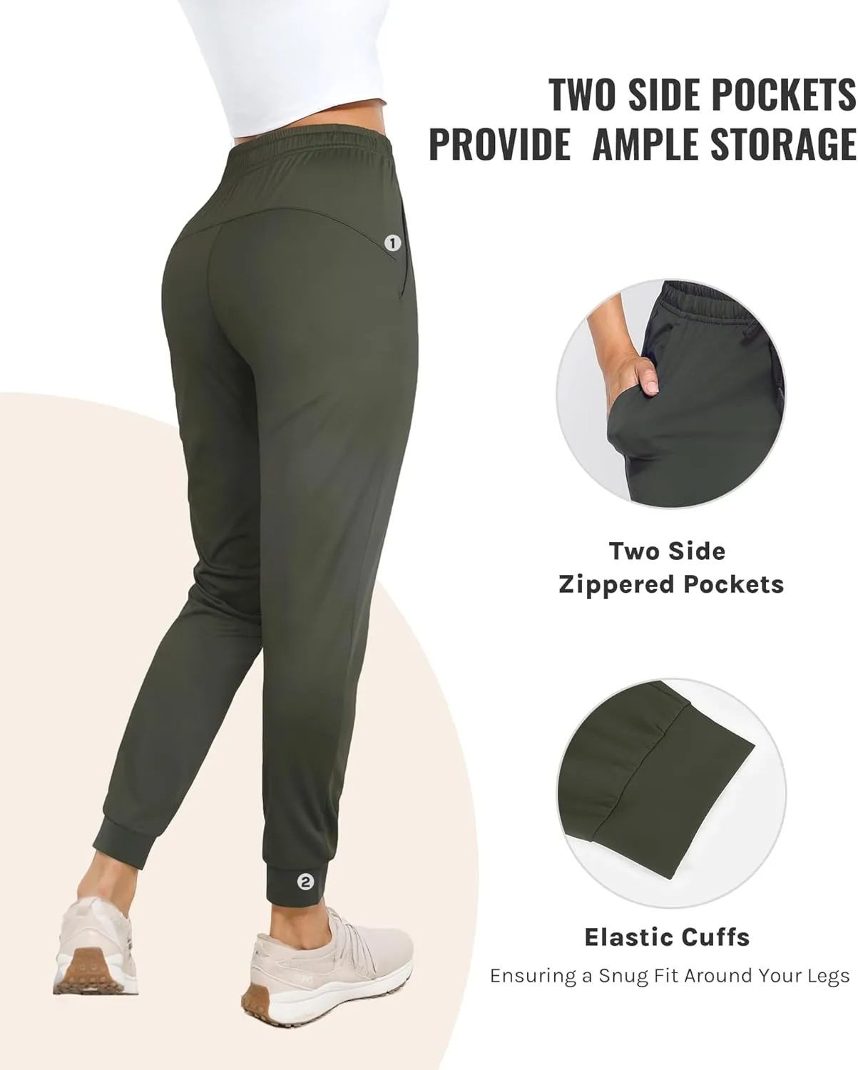 Womens Joggers with Pockets Ultra Soft Tapered Leg Joggers for Workouts and Running