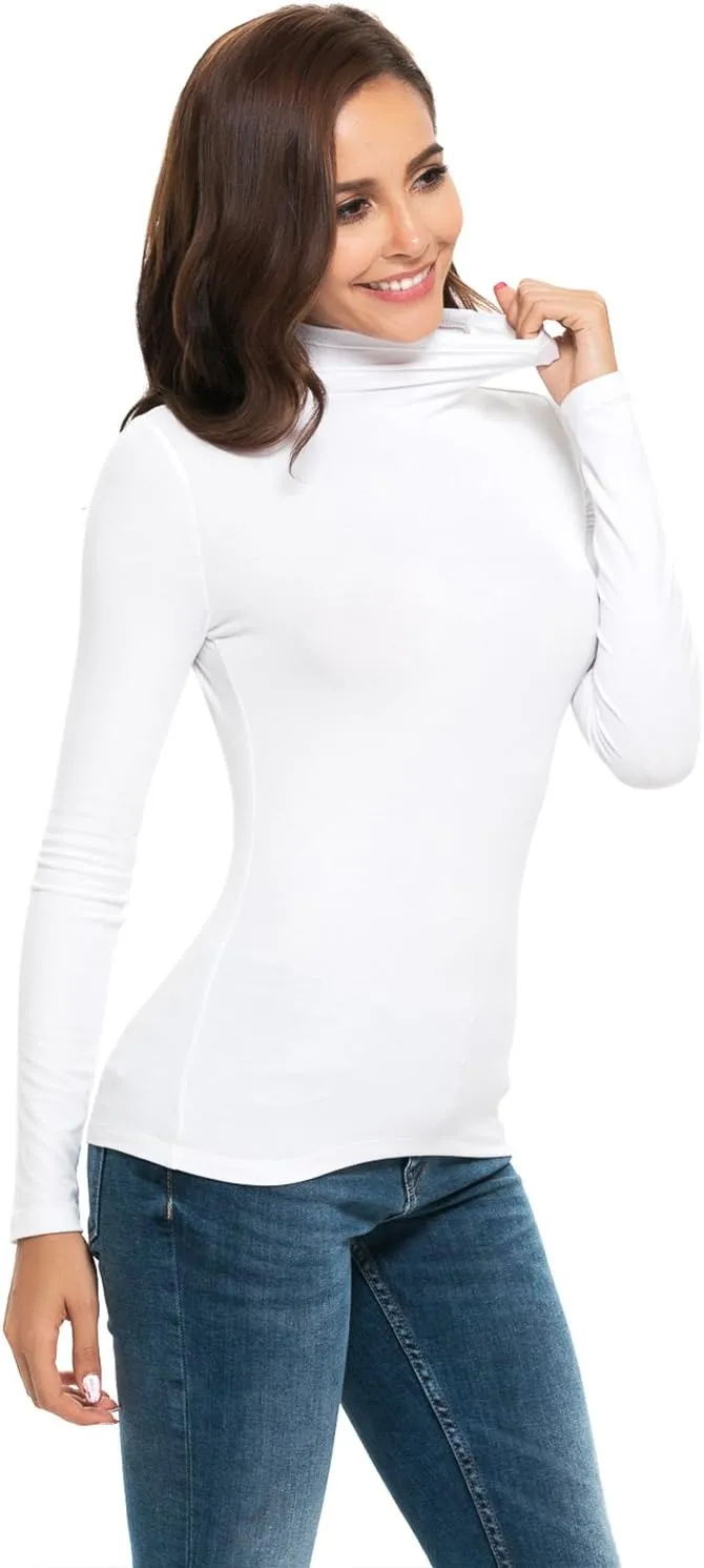 Womens Mock Turtleneck Long Sleeve Stretch Fitted Underscrubs Layer Tee Tops