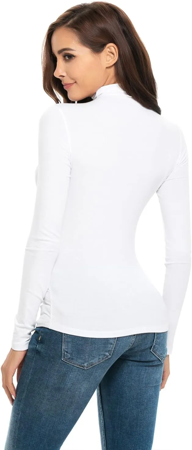 Womens Mock Turtleneck Long Sleeve Stretch Fitted Underscrubs Layer Tee Tops