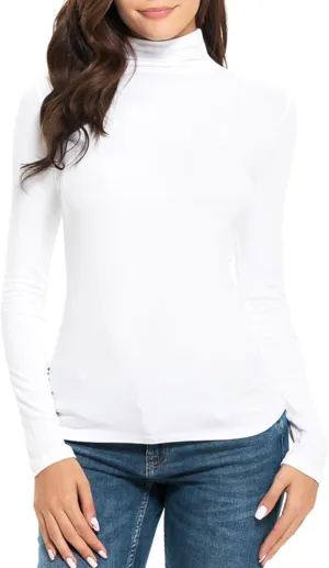 Womens Mock Turtleneck Long Sleeve Stretch Fitted Underscrubs Layer Tee Tops