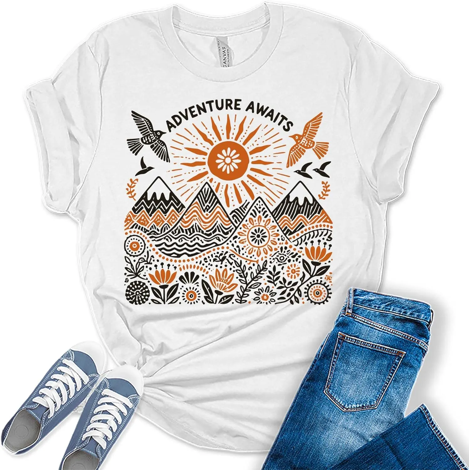 Womens Not All Who Wander are Lost T-Shirt Camping Hiking Tops Short Sleeve Regular Fit Graphic Tees