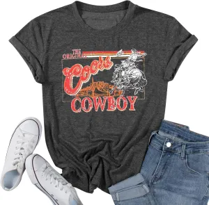 Women's Vintage Country Music Shirt Western Howdy Cowgirl Graphic Summer Music Party Tee