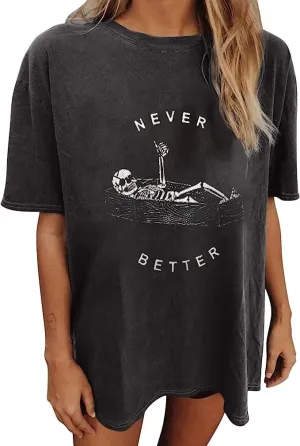 Womens Vintage Graphic Tee Shirts Summer Short Sleeve Tops Oversized Tshirts Trendy Casual Loose Blouse